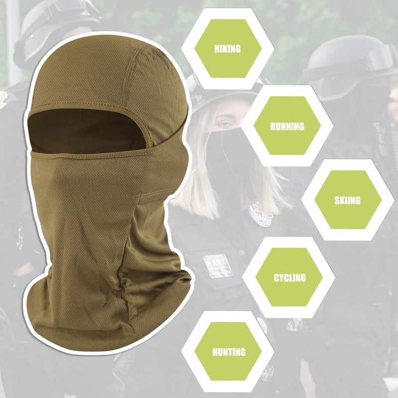 hikevalley Balaclava Face Mask Adjustable Windproof UV Protection Hood (US, Alpha, One Size, Brown) - Image 3